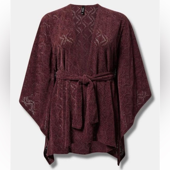 Torrid belted ruana in wine never worn - Picture 1 of 5